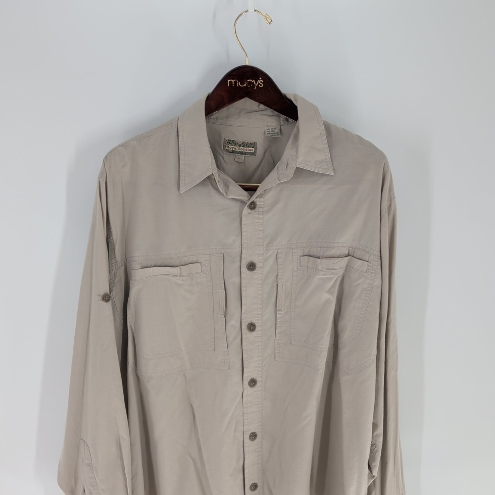 Royal Robbins Long‎ Sleeve Classic Western Button-Up Shirt Light Tan Size L